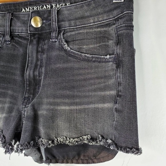 American Eagle Outfitters High Rise Shortie Shorts Faded Black Size 2 - Picture 2 of 8